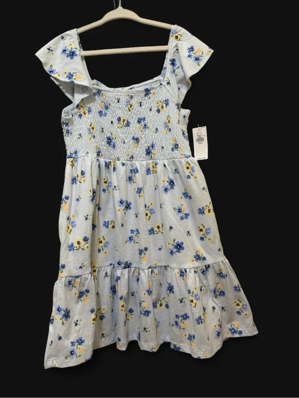 Old Navy Light Blue Floral Smocked Sundress with Yellow & Blue Flowers